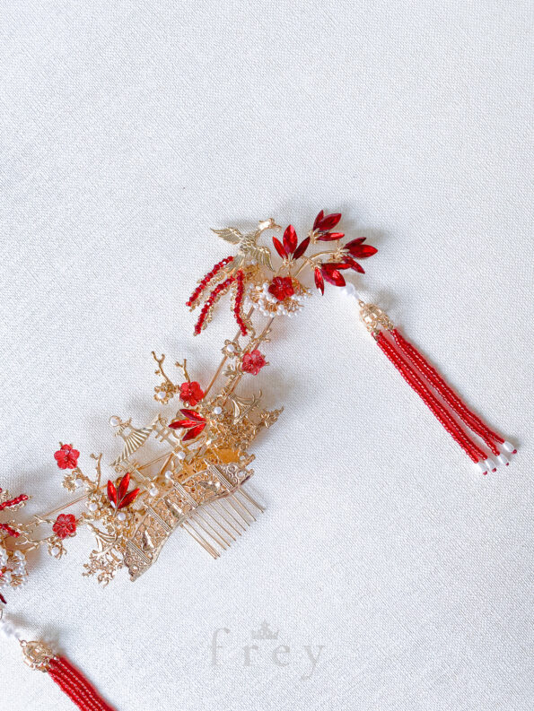 CHN-2022-00071-PhoenixRedBlossomBridgeSet-Gold-Red3pcsC3