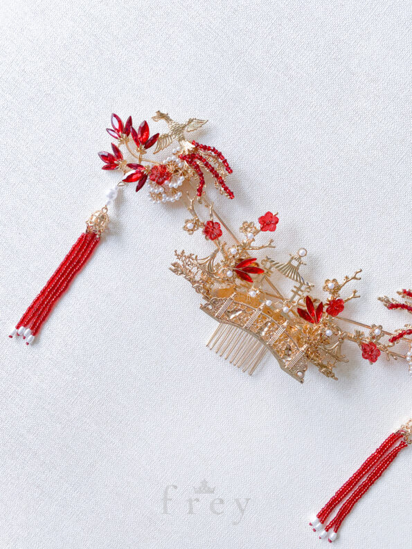 CHN-2022-00071-PhoenixRedBlossomBridgeSet-Gold-Red3pcsC4
