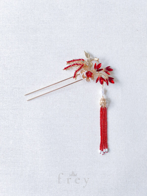 CHN-2022-00074-PhoenixRedBlossomHairpin-Gold-RedLeftC1