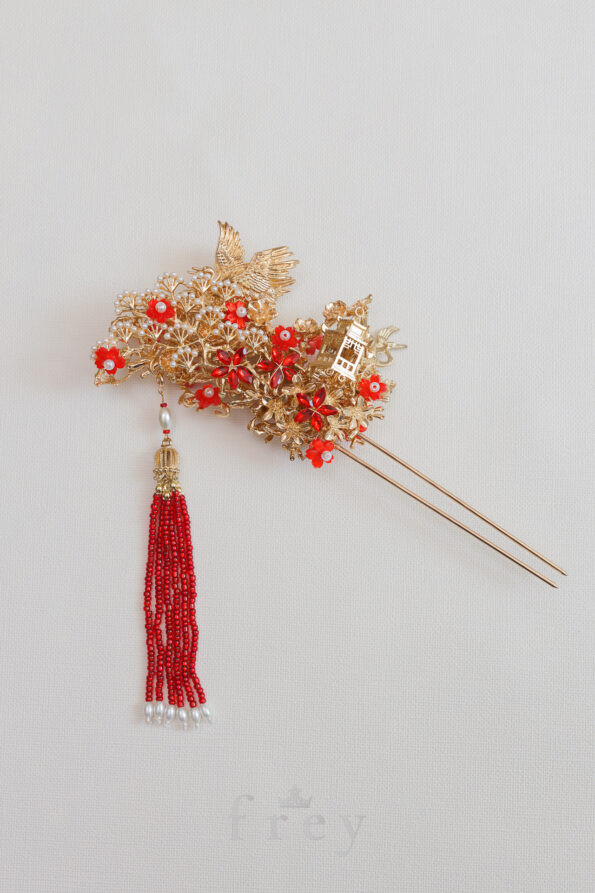 CHN-2023-00003-Crane-Pearl-Tree-Flowers-Hairpin-Gold-Red-Right