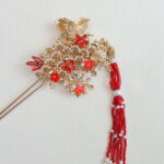 CHN-2023-00010-Crane-and-Crane-Flower-Party-Hairpin-Gold-Red-Left
