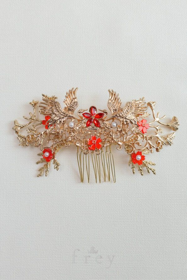 CHN-2023-00012-Crane-and-Crane-Flower-Party-Hairpin-Gold-Red-1