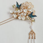 CHN-2023-00062-Twin-Crane-Pearl-Tree-Blossom-Hairpin-Gold-Navy